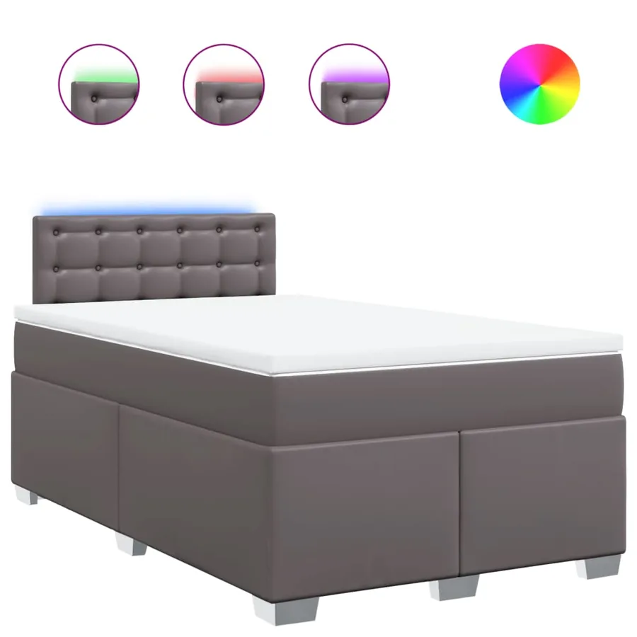 Sommier à lattes de lit avec matelas gris 120x190 cm similicuir - 2