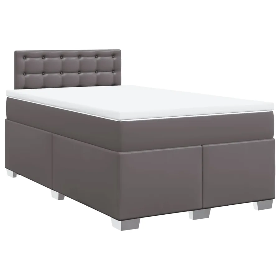 Sommier à lattes de lit avec matelas gris 120x190 cm similicuir - 3