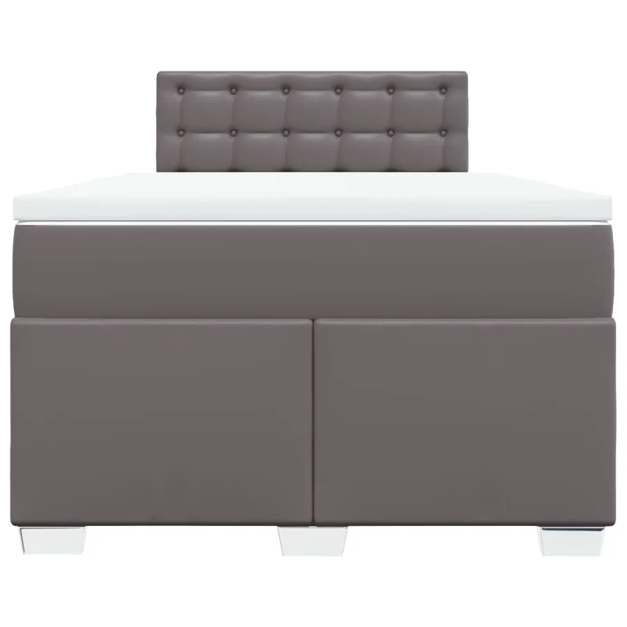 Sommier à lattes de lit avec matelas gris 120x190 cm similicuir - 6