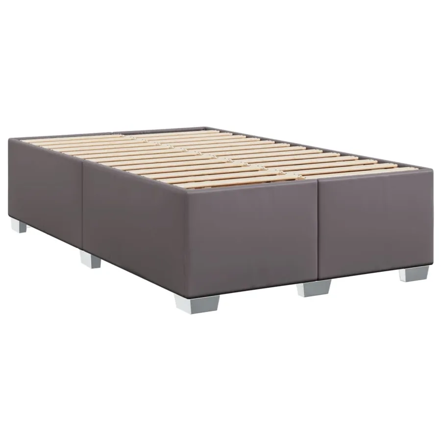 Sommier à lattes de lit avec matelas gris 120x190 cm similicuir - 8