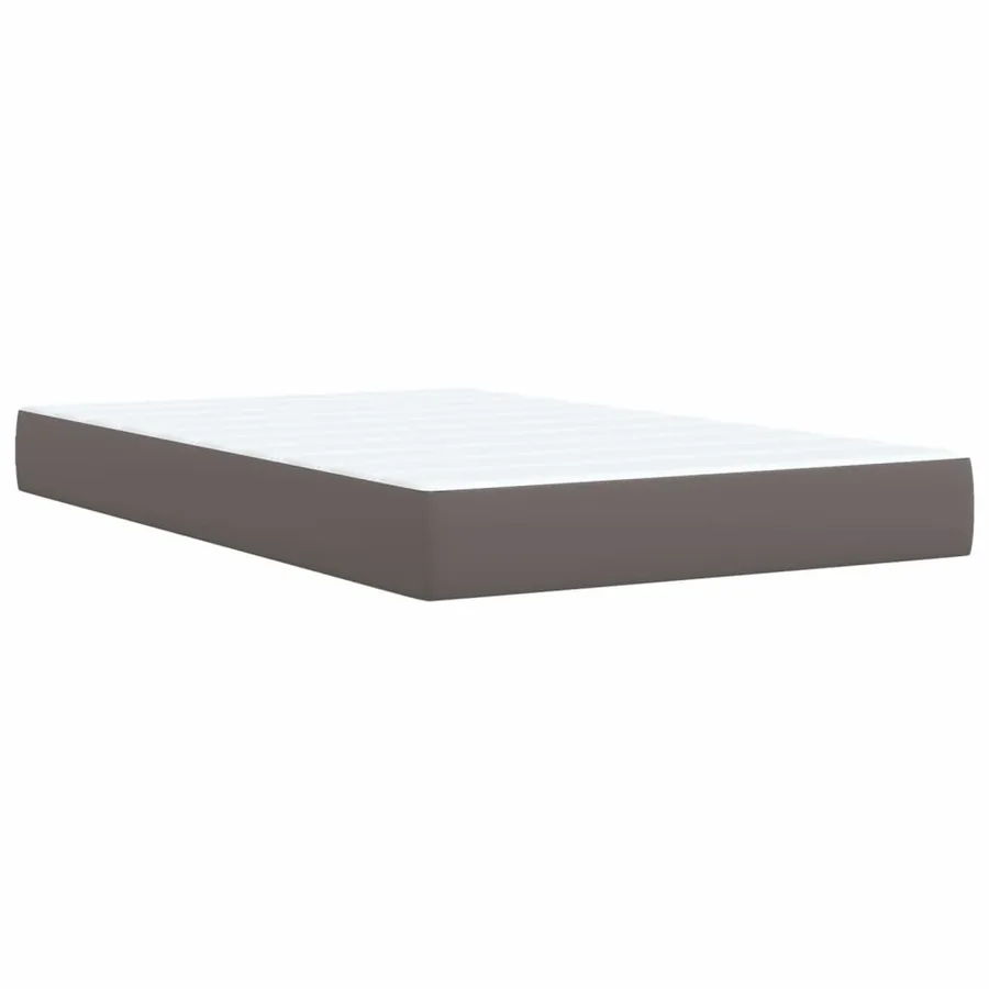 Sommier à lattes de lit avec matelas gris 120x190 cm similicuir - 9