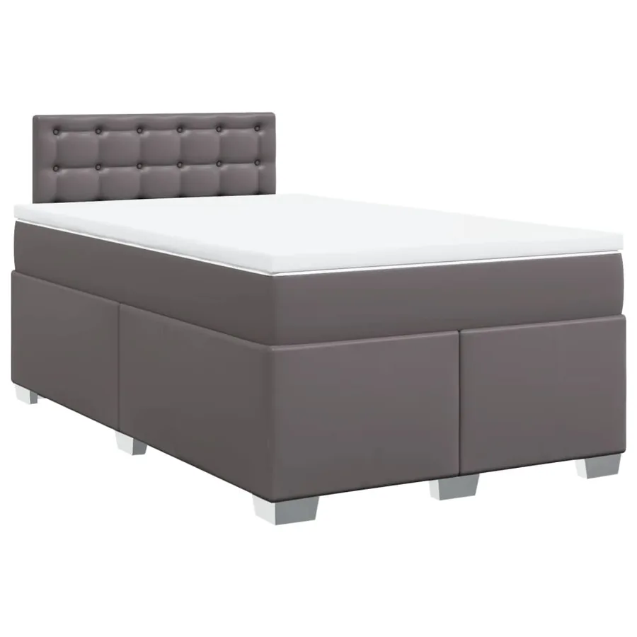 Sommier à lattes de lit avec matelas gris 120x190 cm similicuir - 2