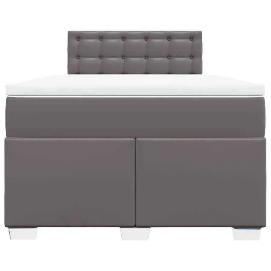 Sommier à lattes de lit avec matelas gris 120x190 cm similicuir - 4