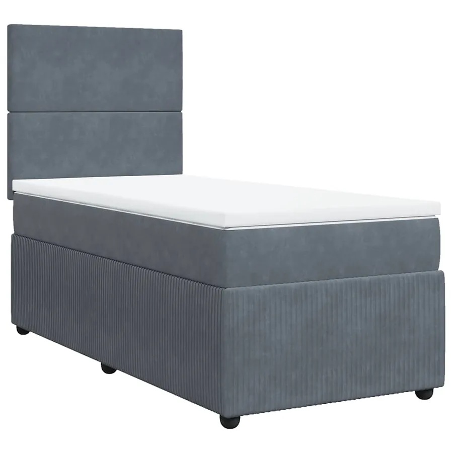 Sommier à lattes de lit et matelas Gris foncé 80x200 cm Velours - 2