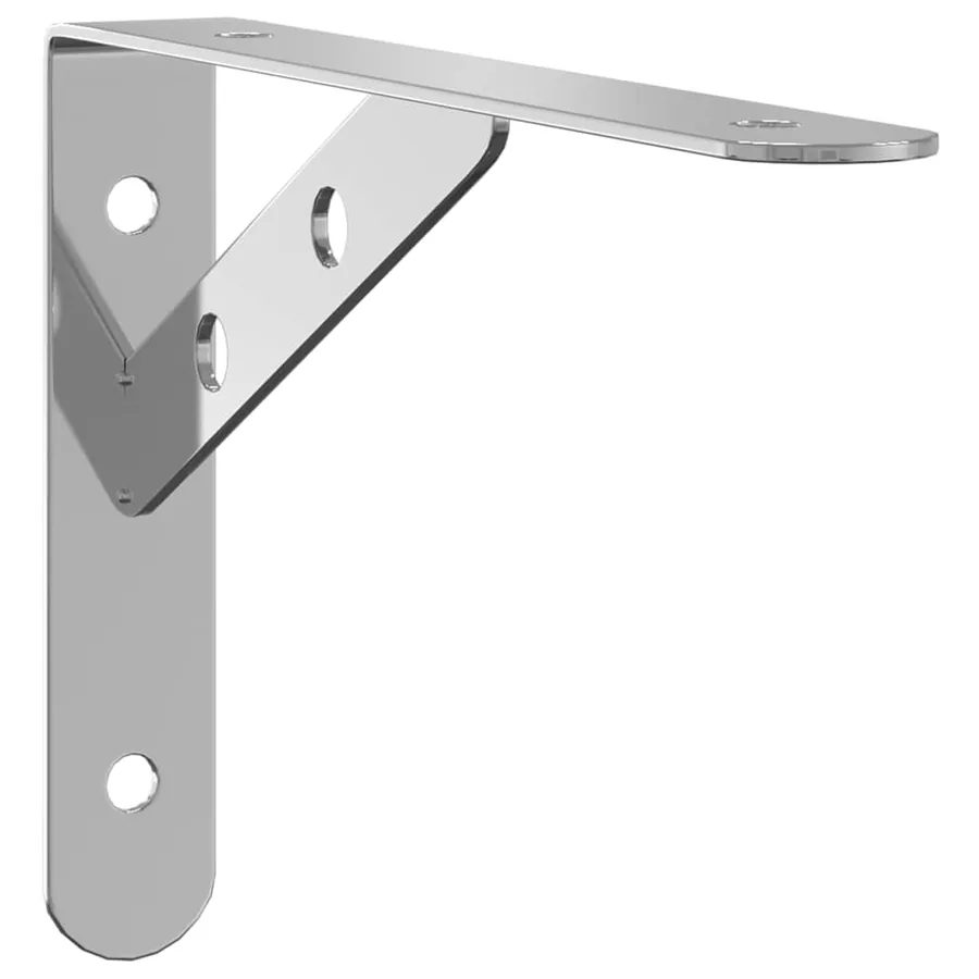 Supports d'étagères 4 pcs 20x2,5x14 cm argenté acier inoxydable - 3