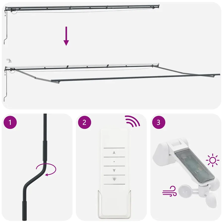 Awning frame Anthracite 600 × 350 cm Aluminium - 12