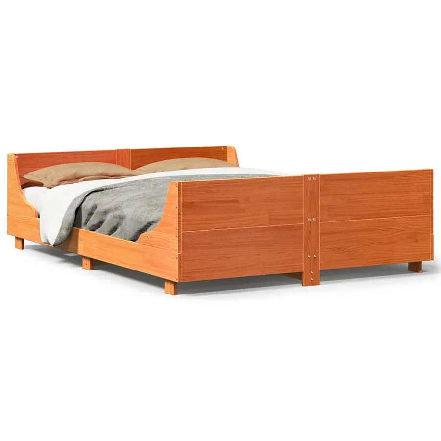 Cadre de lit sans matelas cire marron 120x200cm bois pin massif - 2