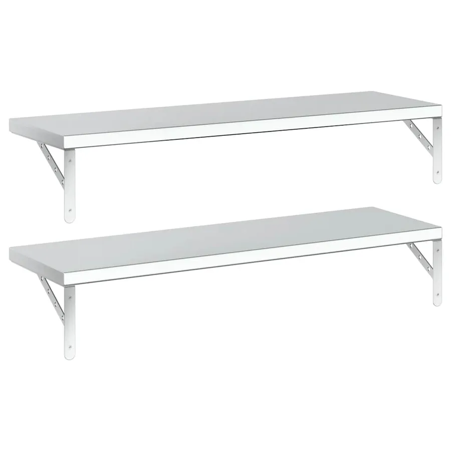 Étagères murales 2 pcs 100x30 cm argenté acier inoxydable - 7