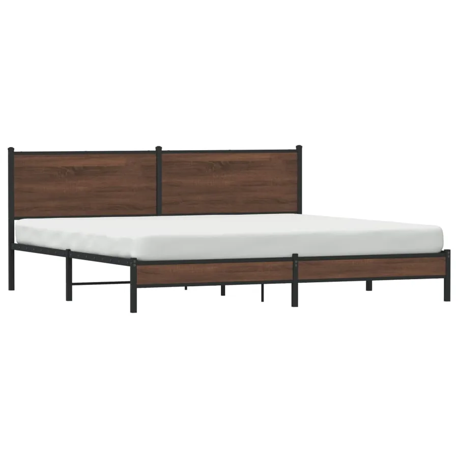 Cadre de lit en métal sans matelas chêne marron 200x200 cm - 4