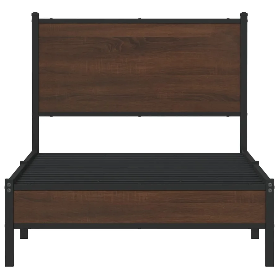 Cadre de lit en métal sans matelas chêne marron 75x190 cm - 5