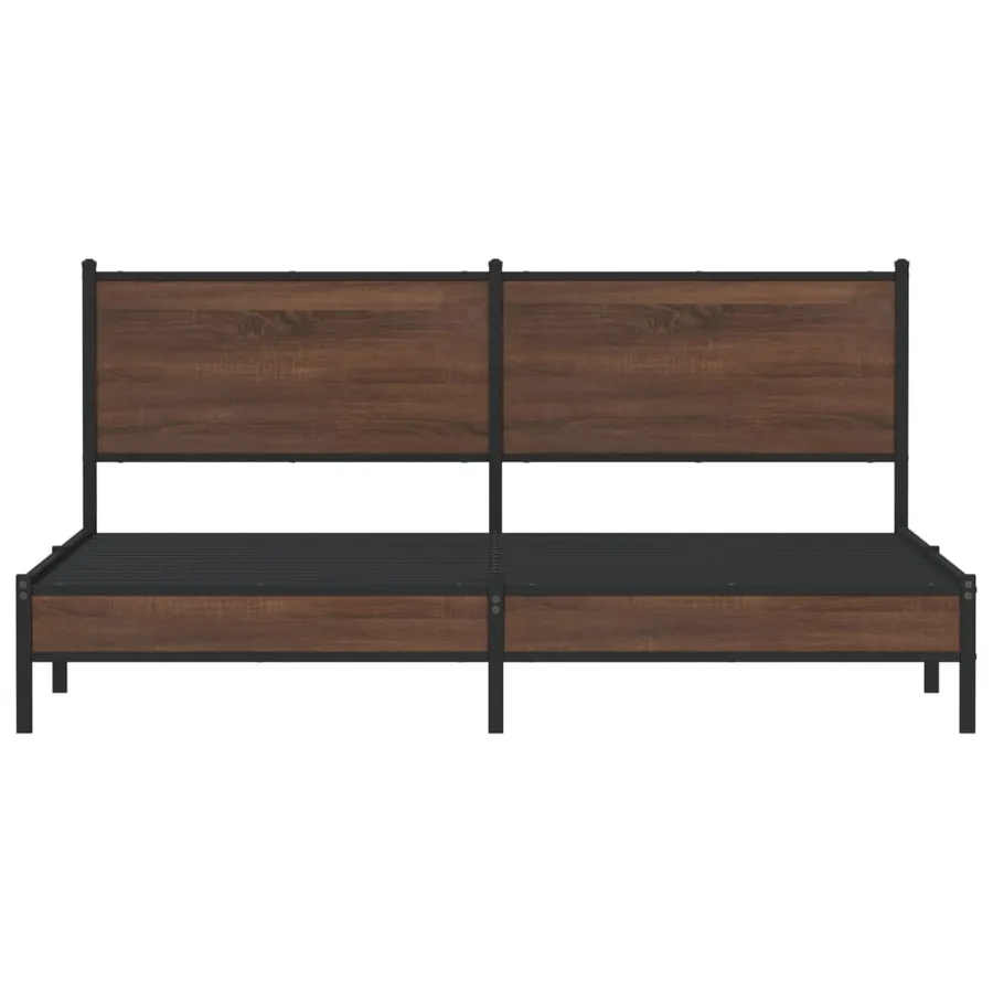 Cadre de lit en métal sans matelas chêne marron 160x200 cm - 5