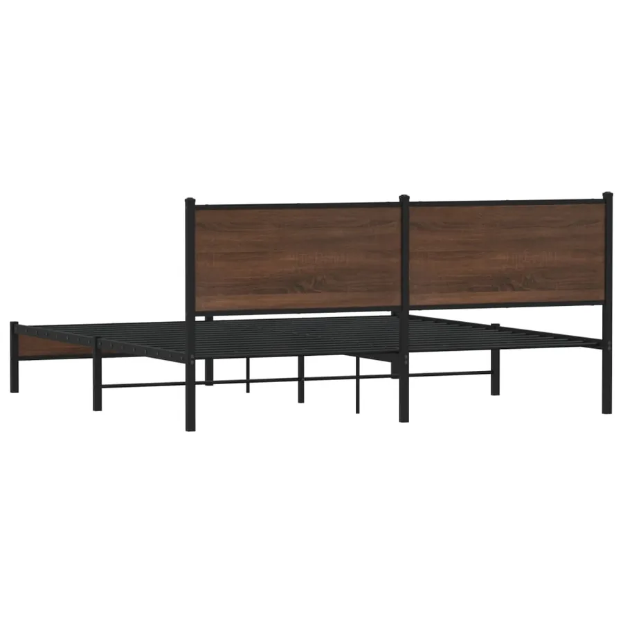 Cadre de lit en métal sans matelas chêne marron 160x200 cm - 7
