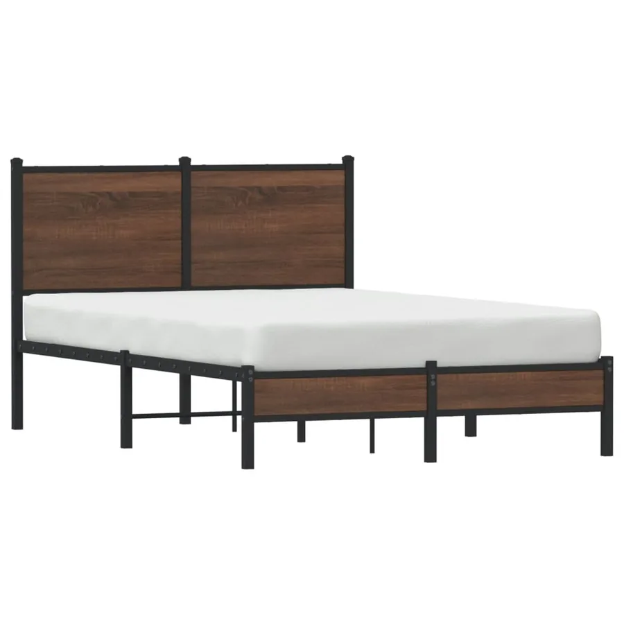 Cadre de lit en métal sans matelas chêne marron 120x190 cm - 4