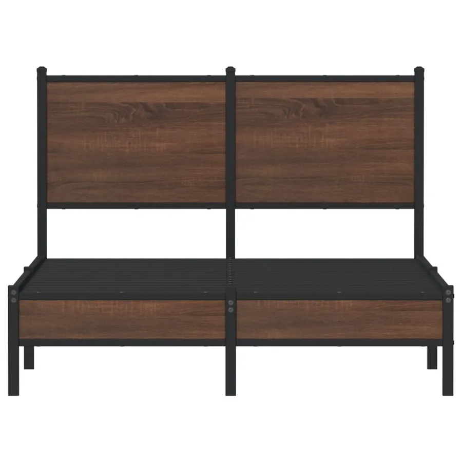 Cadre de lit en métal sans matelas chêne marron 120x190 cm - 5