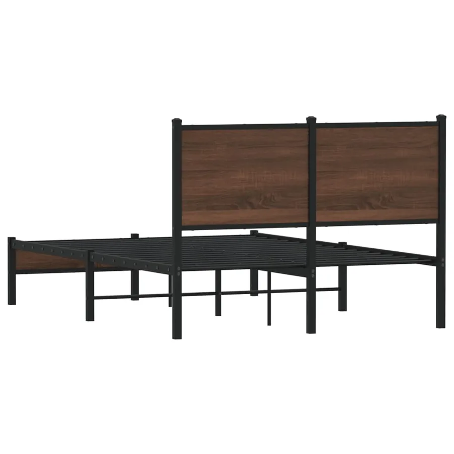 Cadre de lit en métal sans matelas chêne marron 120x190 cm - 7