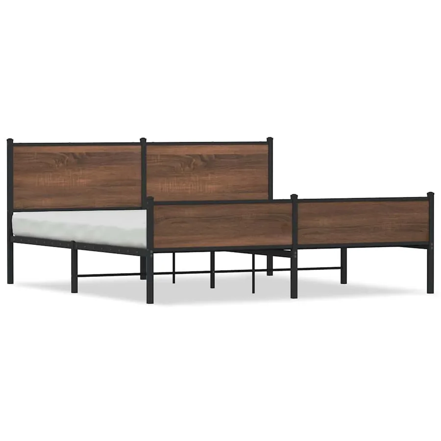 Cadre de lit en métal sans matelas chêne marron 180x200 cm - 2
