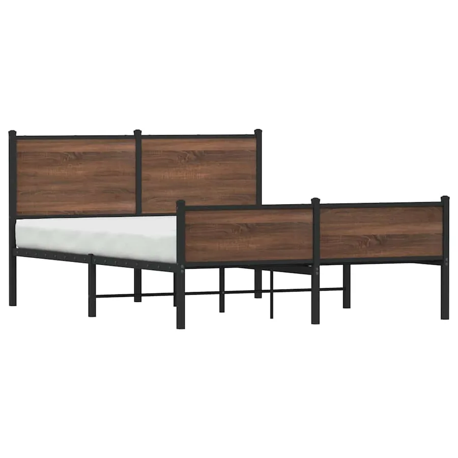 Cadre de lit en métal sans matelas chêne marron 140x200 cm - 4