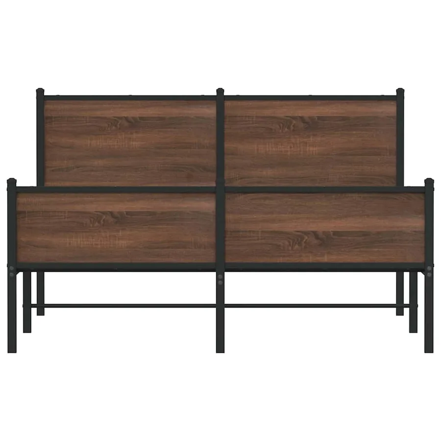 Cadre de lit en métal sans matelas chêne marron 140x200 cm - 5