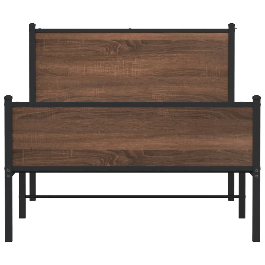 Cadre de lit en métal sans matelas chêne marron 100x190 cm - 5