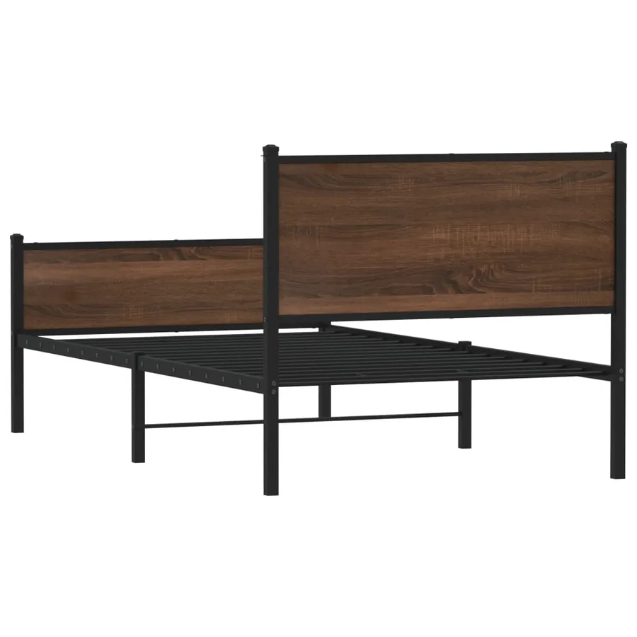 Cadre de lit en métal sans matelas chêne marron 100x190 cm - 7