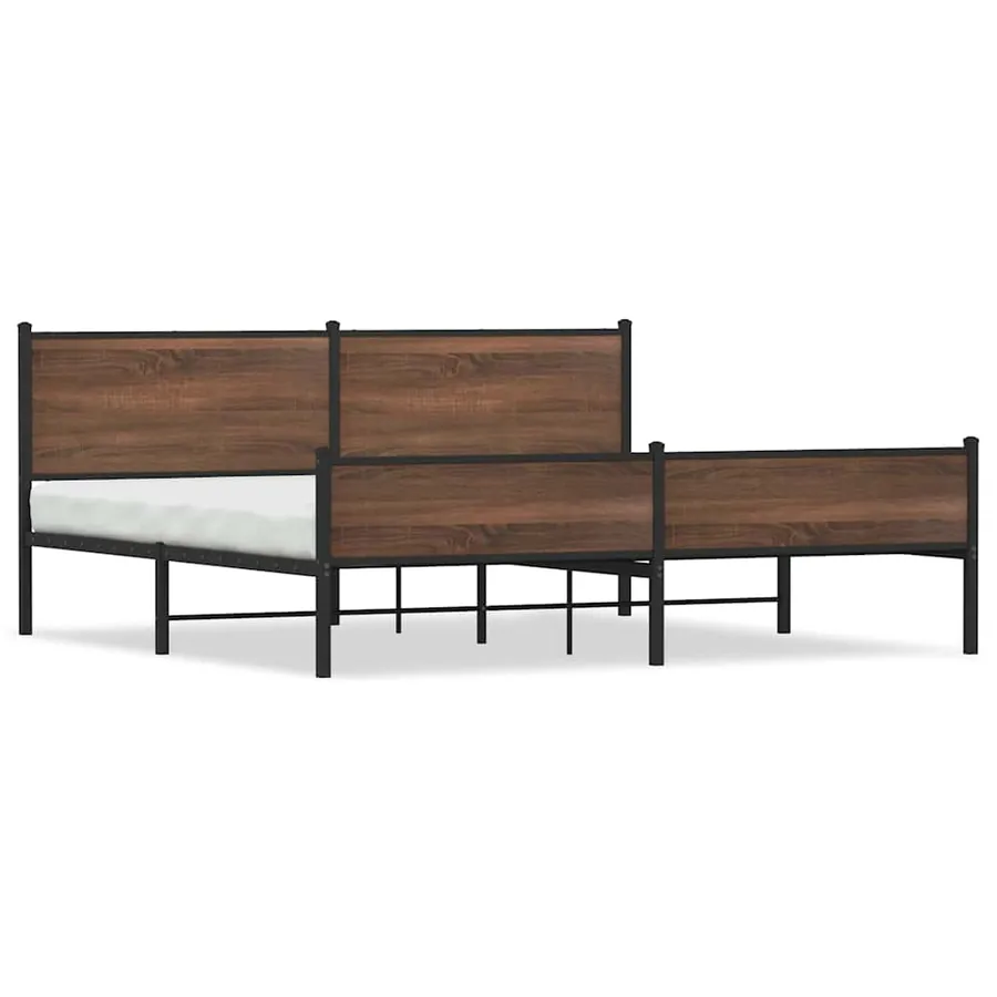 Cadre de lit en métal sans matelas chêne marron 193x203 cm - 2