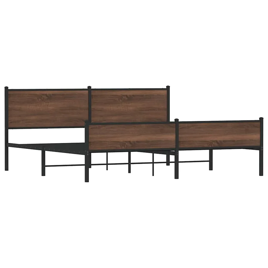 Cadre de lit en métal sans matelas chêne marron 193x203 cm - 3