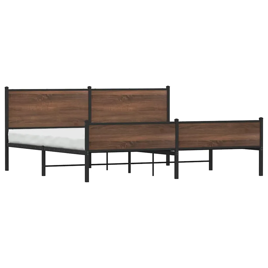Cadre de lit en métal sans matelas chêne marron 193x203 cm - 4