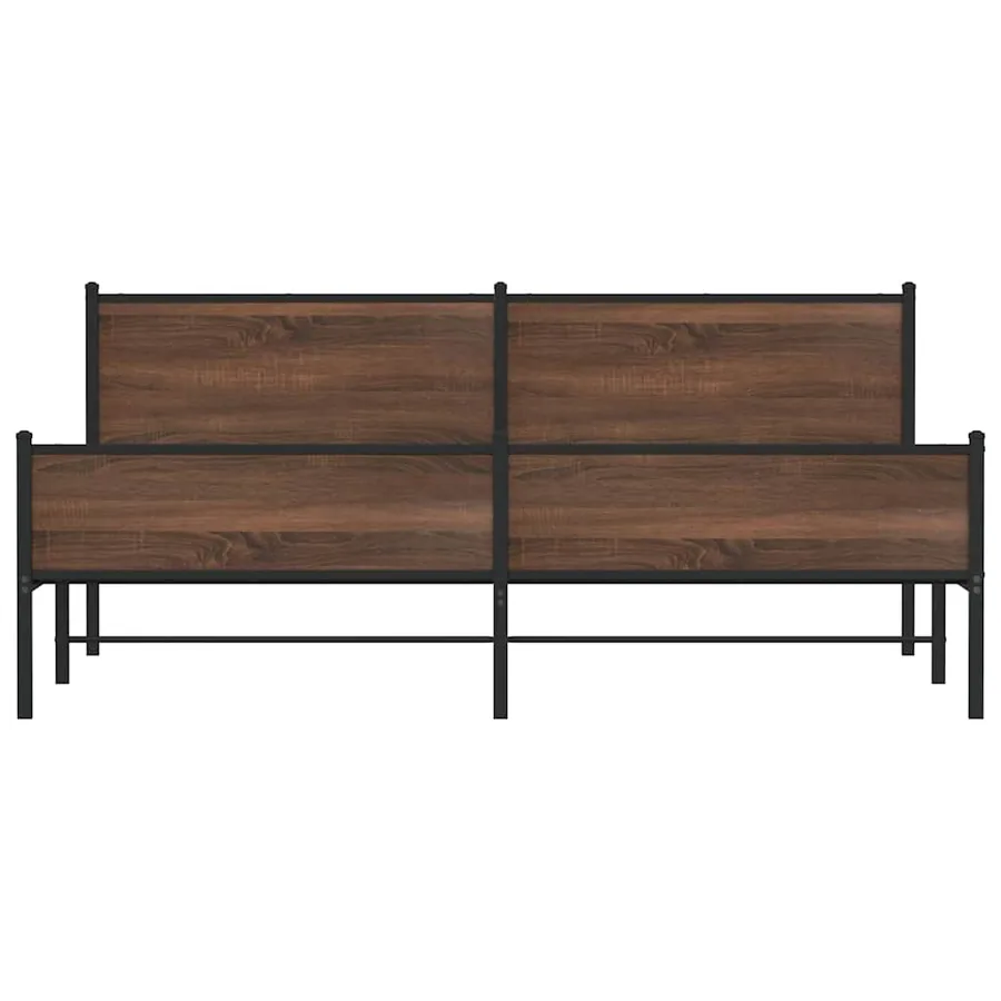 Cadre de lit en métal sans matelas chêne marron 193x203 cm - 5