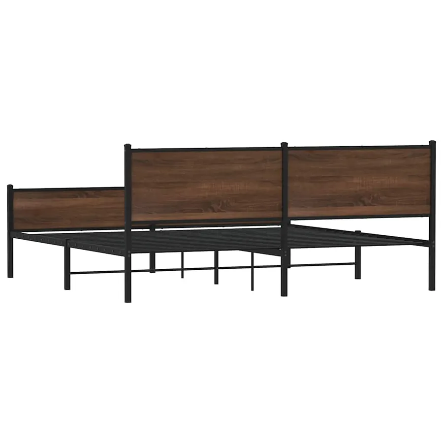 Cadre de lit en métal sans matelas chêne marron 193x203 cm - 7