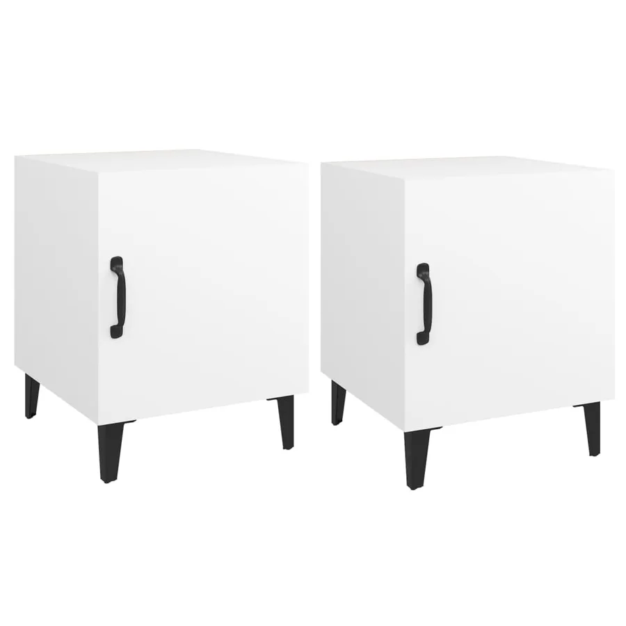 Tables de chevet 2 pcs Blanc Bois d'ingénierie - 2