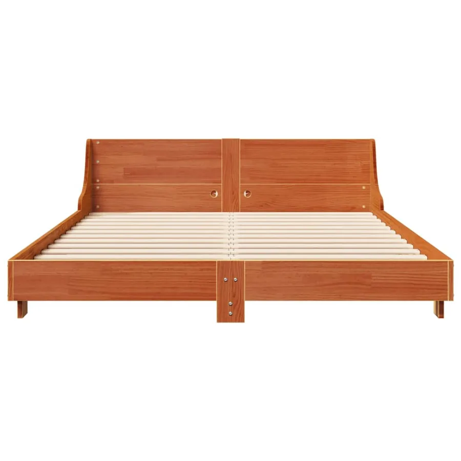 Cadre de lit sans matelas cire marron 140x200cm bois pin massif - 4