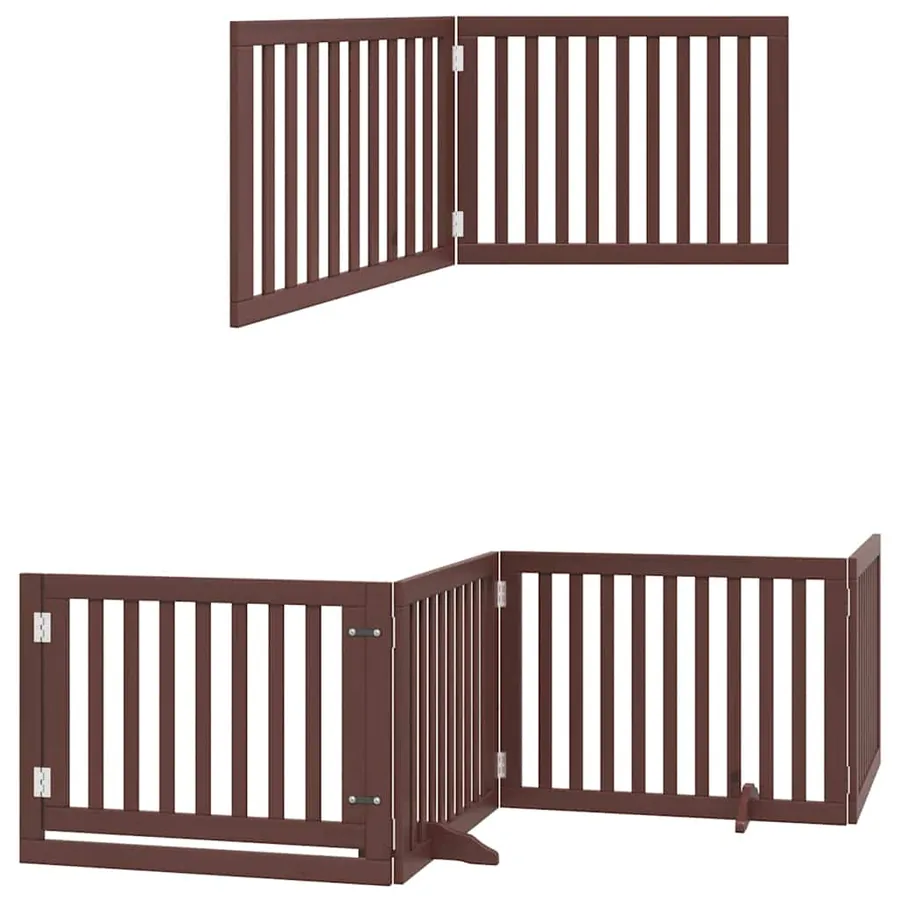 Barrière pour chien avec porte pliable 6 panneaux bois peuplier - 12