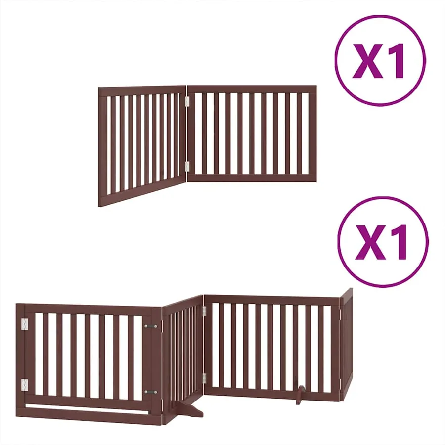 Barrière pour chien avec porte pliable 6 panneaux bois peuplier - 2