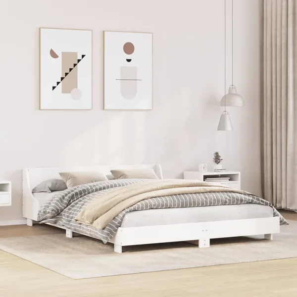 Cadre de lit sans matelas blanc 120x200 cm bois de pin massif