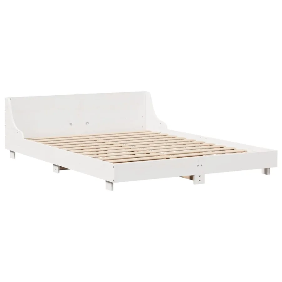 Cadre de lit sans matelas blanc 120x200 cm bois de pin massif - 3