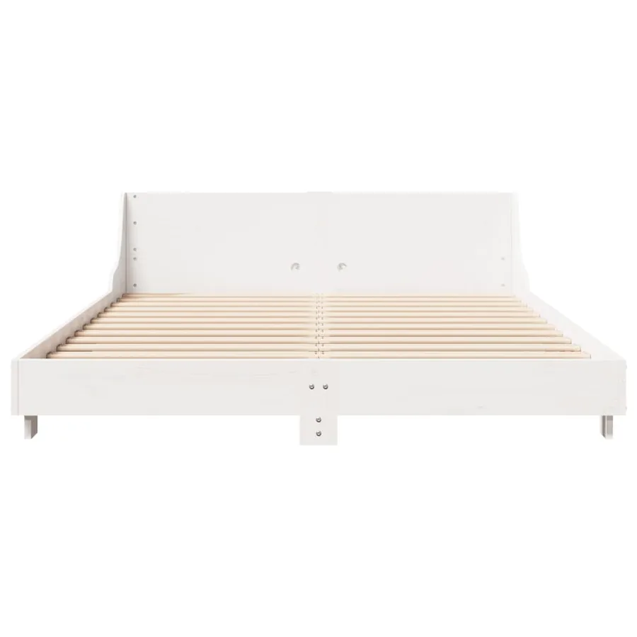 Cadre de lit sans matelas blanc 120x200 cm bois de pin massif - 4