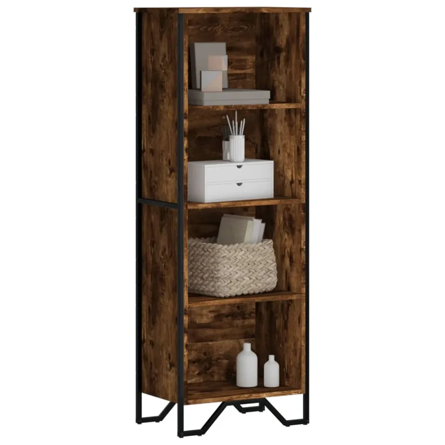 Bibliothèque chêne fumé 50x31x137,5 cm bois d'ingénierie