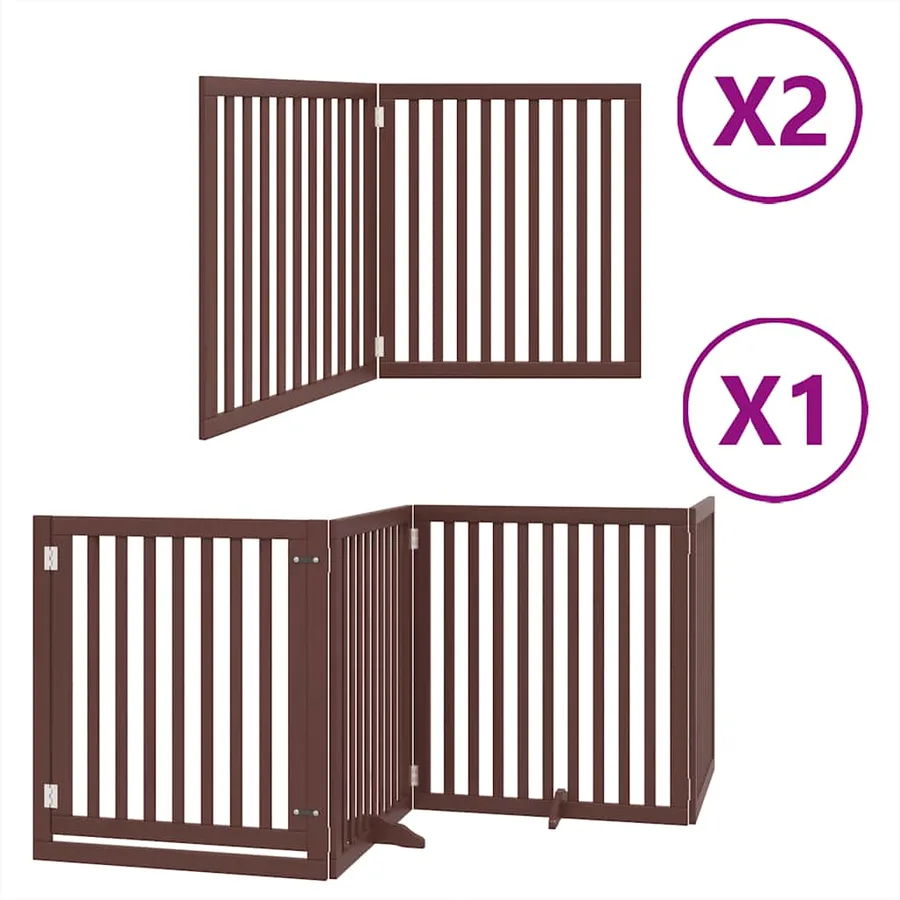 Barrière pour chien porte pliable 8 panneaux bois de peuplier - 2