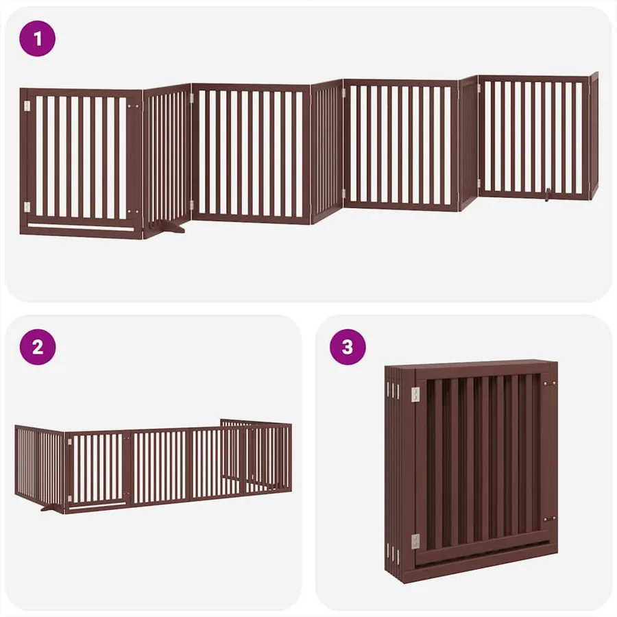 Barrière pour chien porte pliable 8 panneaux bois de peuplier - 5