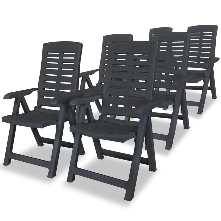Reclining garden chairs set of 6 Plastic Anthracite