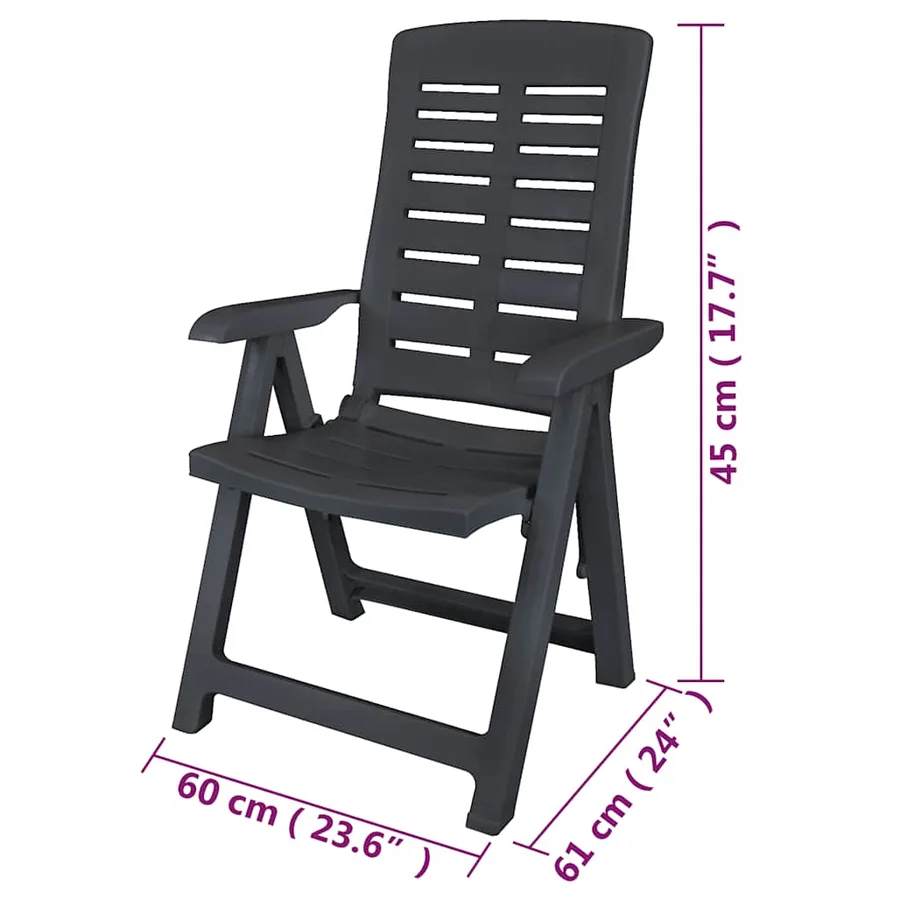 Reclining garden chairs set of 6 Plastic Anthracite - 8