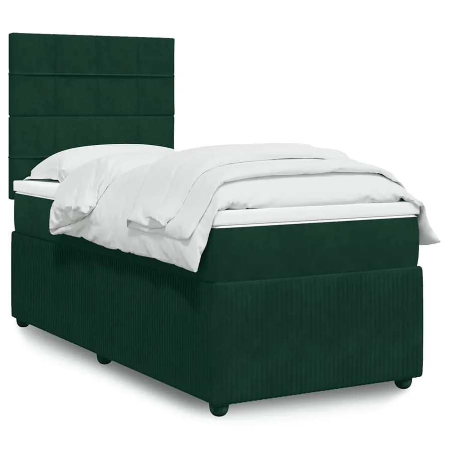 Sommier à lattes de lit et matelas Vert foncé 80x200 cm Velours