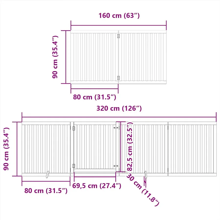 Barrière pour chien porte pliable 12 panneaux bois de peuplier - 11