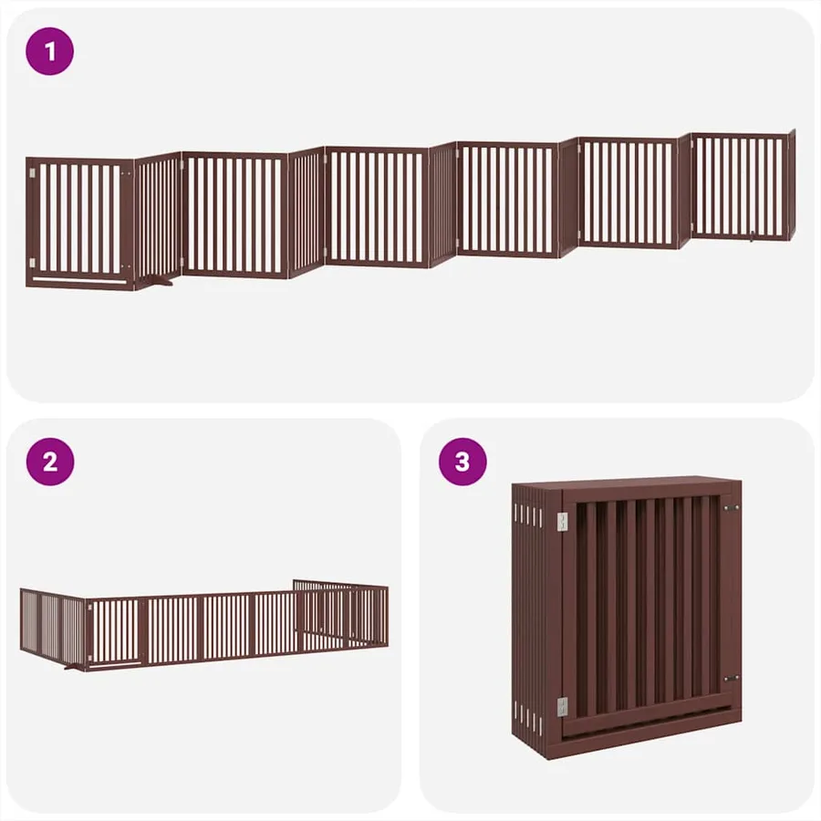 Barrière pour chien porte pliable 12 panneaux bois de peuplier - 5