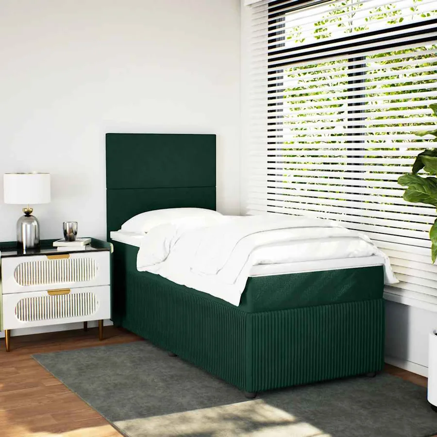 Sommier à lattes de lit et matelas Vert foncé 80x200 cm Velours - 3