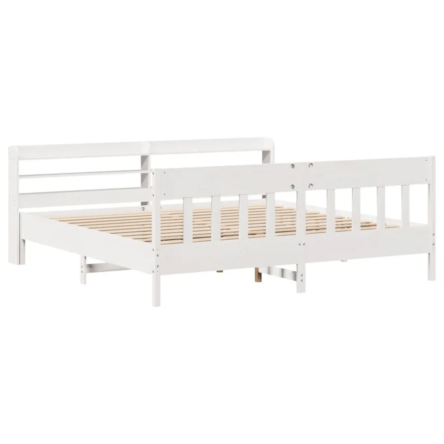 Cadre de lit sans matelas blanc 200x200 cm bois massif de pin - 3