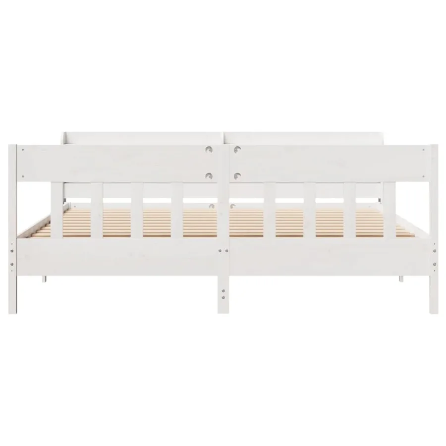 Cadre de lit sans matelas blanc 200x200 cm bois massif de pin - 4