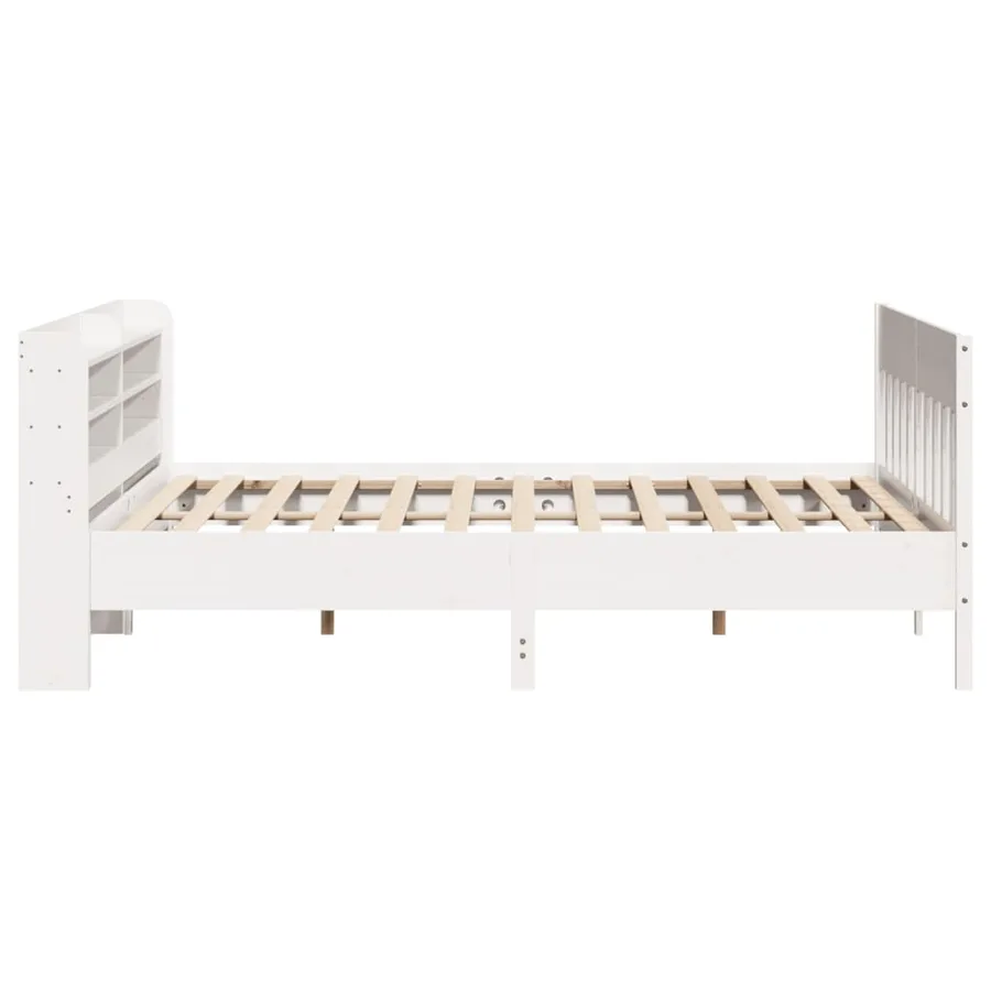 Cadre de lit sans matelas blanc 200x200 cm bois massif de pin - 5