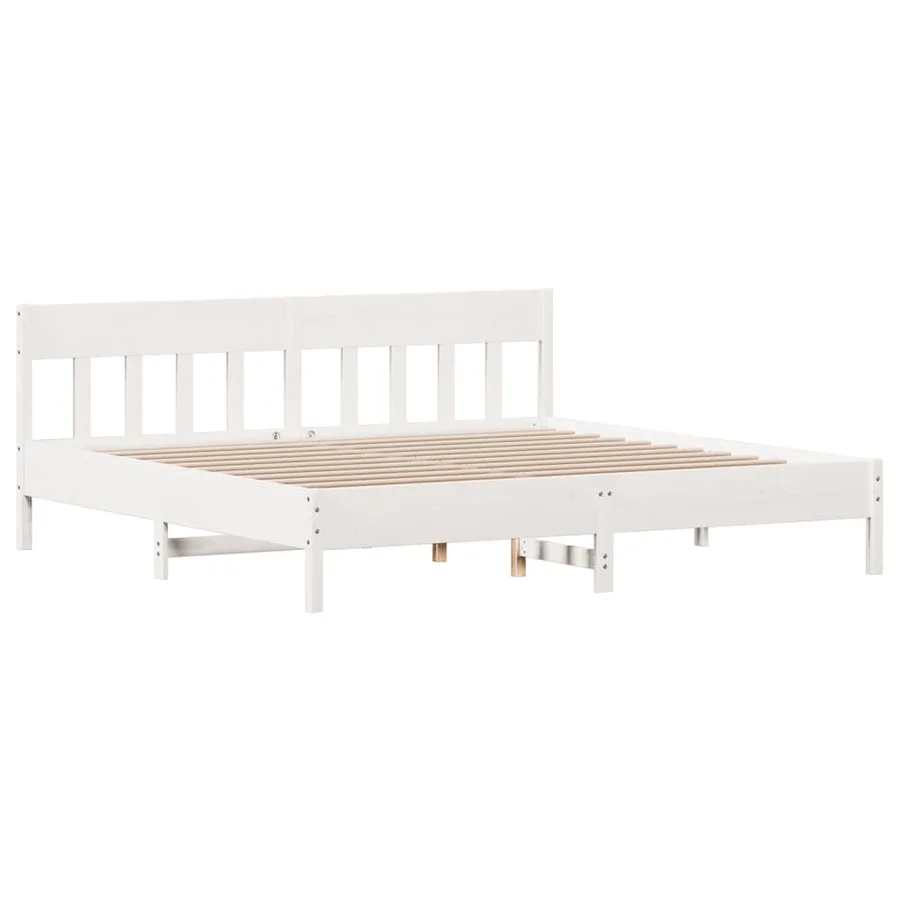 Cadre de lit sans matelas blanc 200x200 cm bois massif de pin - 7