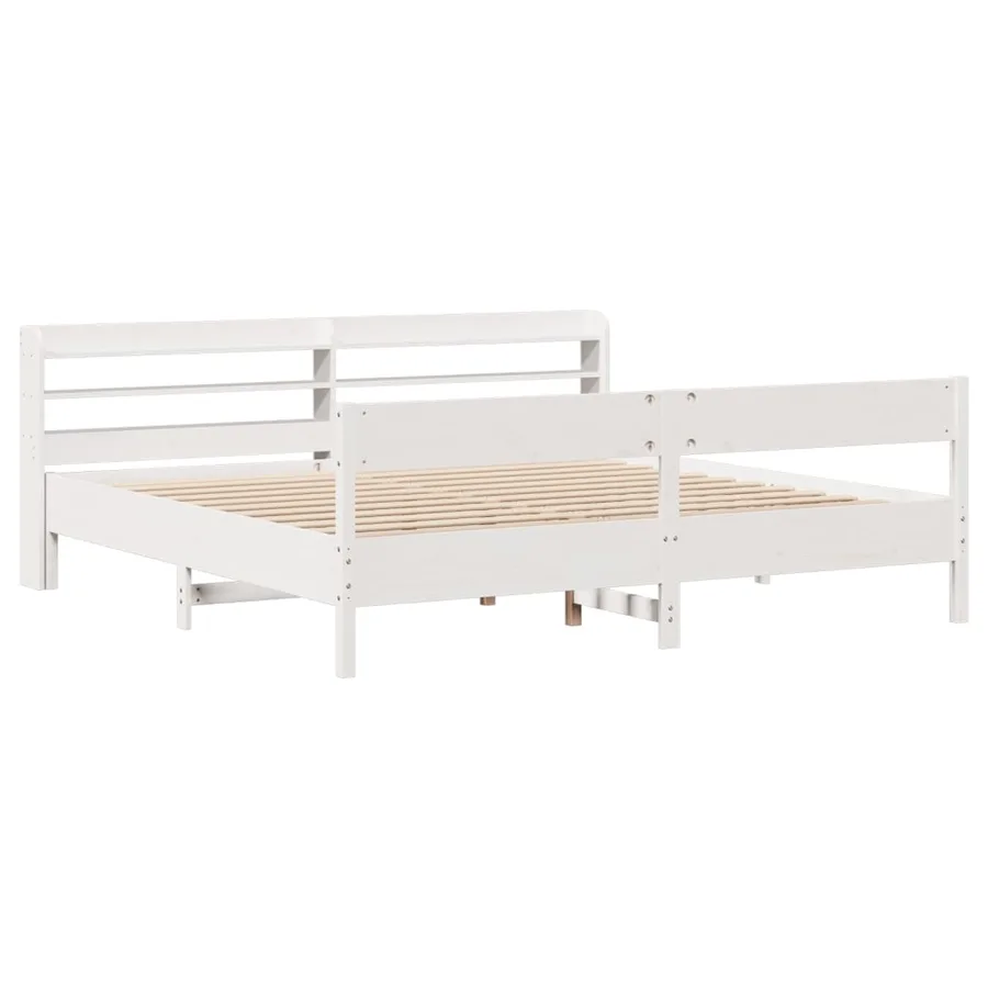 Cadre de lit sans matelas blanc 200x200 cm bois massif de pin - 3